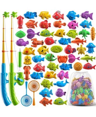 51 Magnetic Fishing Toy Pool Bathtub Game Rod Net Floating Fish Kids