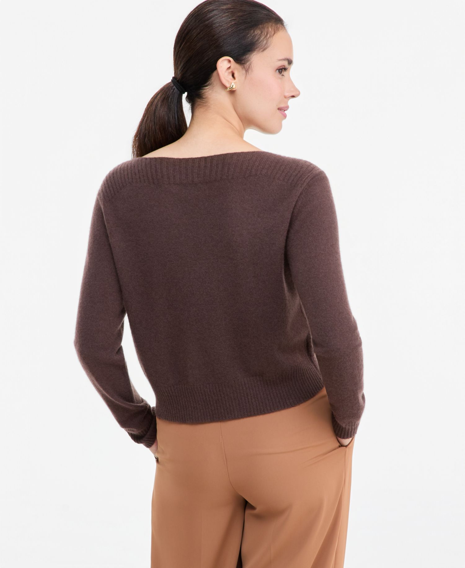 Plus Size 100% Cashmere Boat-Neck Sweater