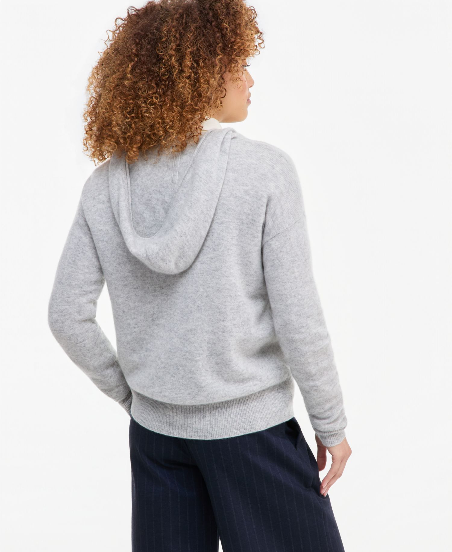 Petite Cashmere Long-Sleeve Zip-Front Hoodie