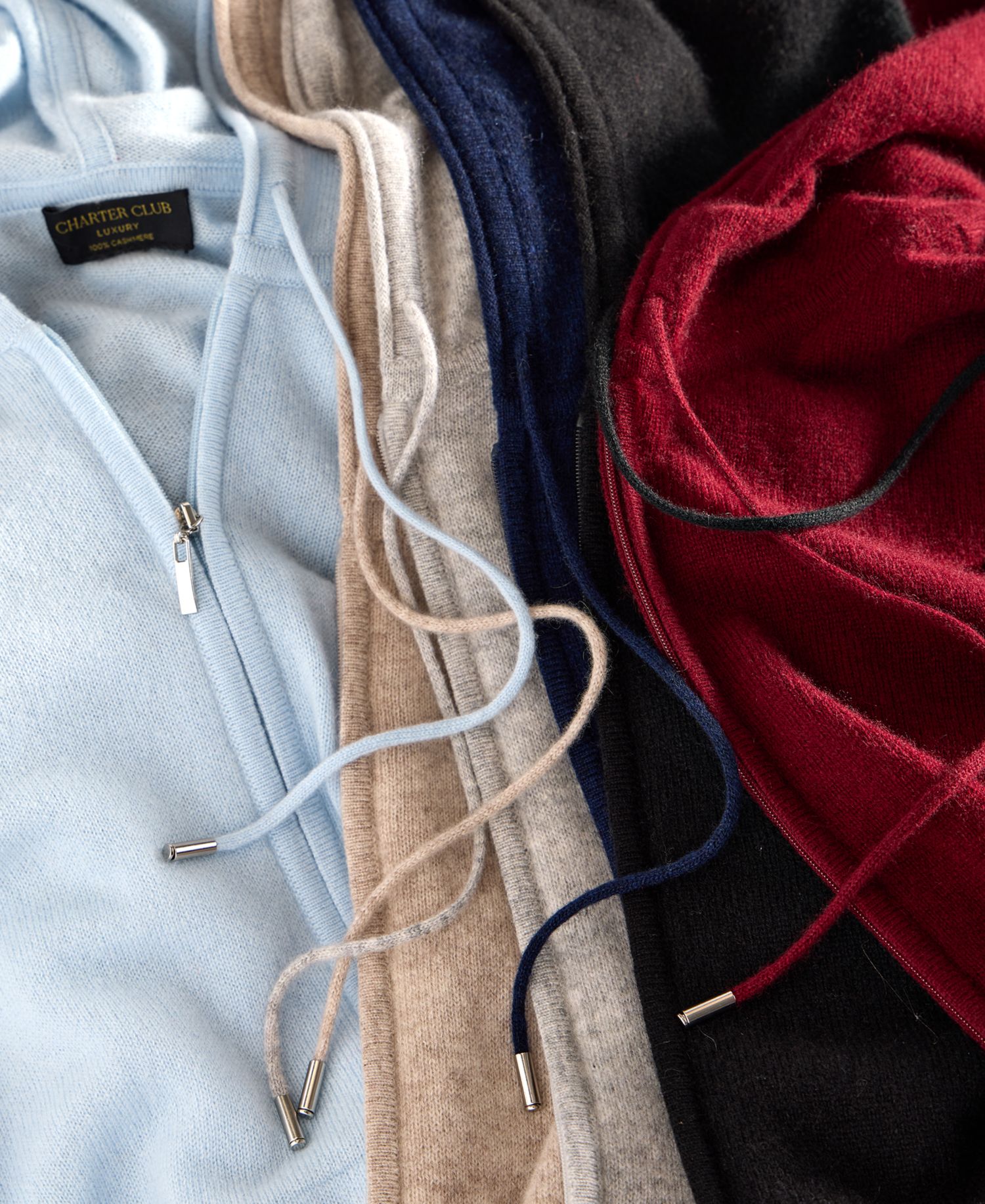 Petite Cashmere Long-Sleeve Zip-Front Hoodie