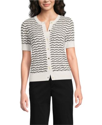 Women's Cotton Viscose Short Sleeve Cardigan Sweater