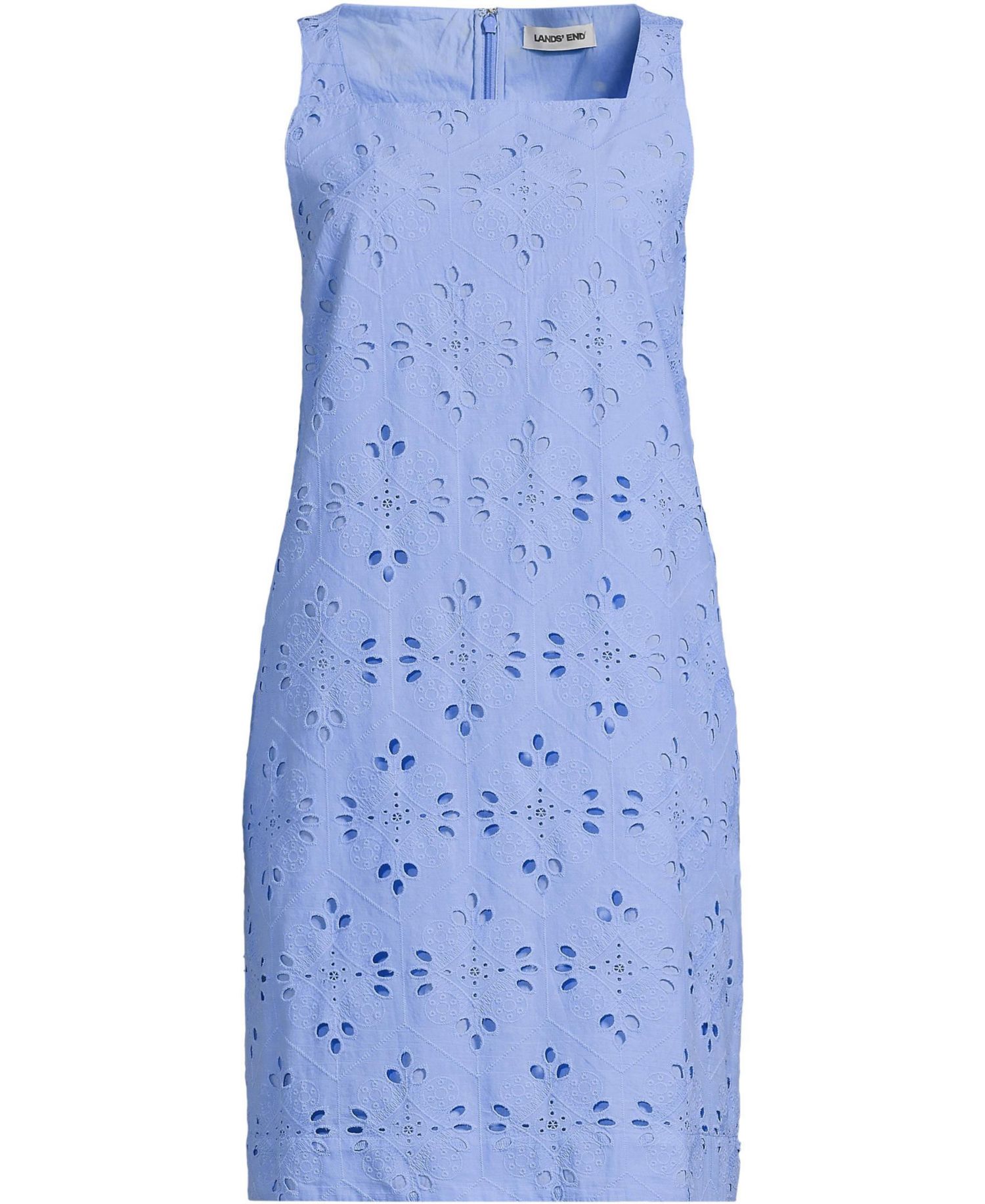Women's Sleeveless Eyelet Shift Above the Knee Dress