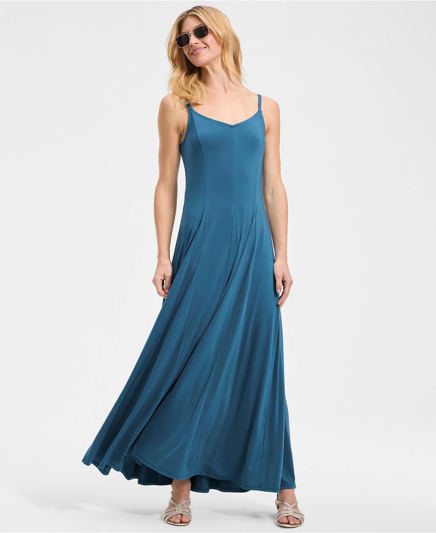 Women's Silky Knit Godet Maxi Dress