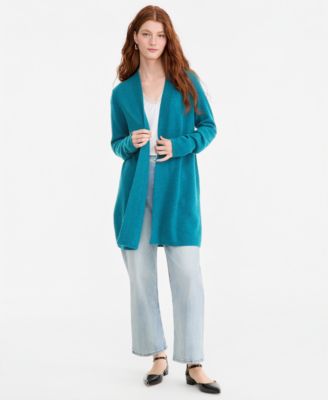 Women's 100% Cashmere Split-Hem Long Cardigan