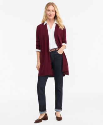 Women's 100% Cashmere Split-Hem Long Cardigan