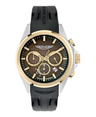 Men's Quartz Brown Guilloche Silicone Strap Watch 44mm