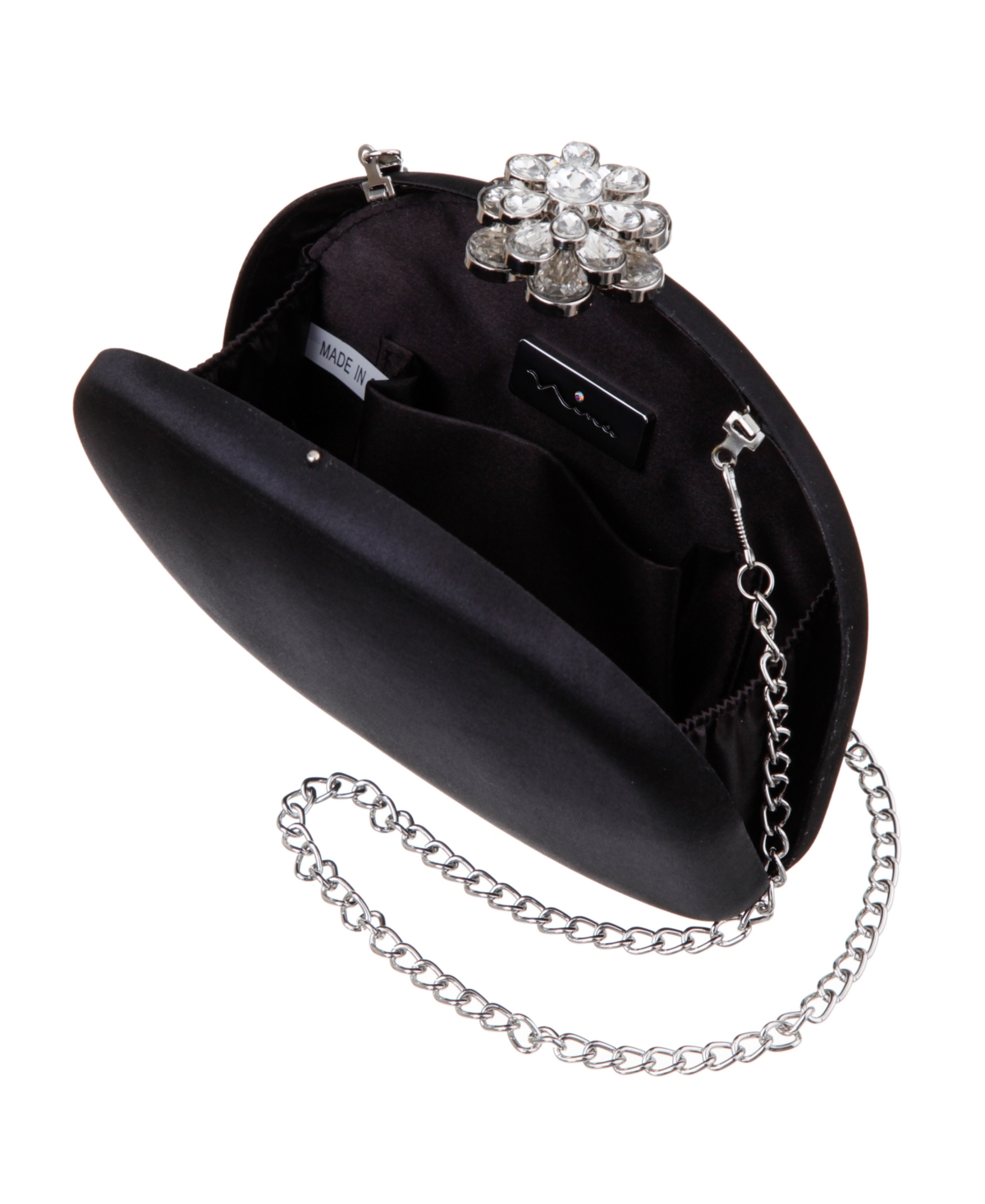 Nina Crystal Flower Clasp Minaudiere Mini Handbag