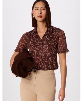 Women's Polka Dot Sheer Sleeve Shirt