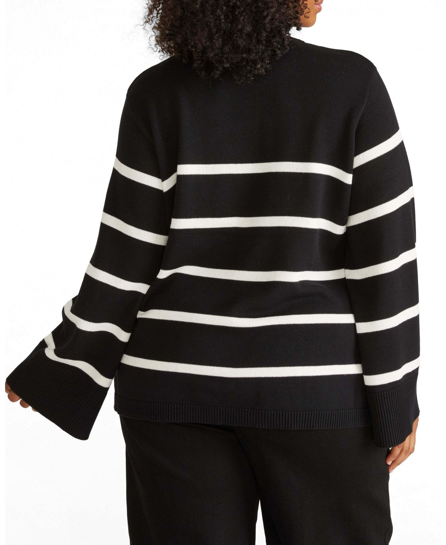 Women's Plus Size Wide Sleeve Cotton Sweater