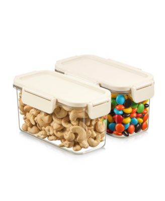 2 Pack 600ml/21.16oz Clear Stackable Airtight Food Storage Containers for Pantry, Rice, Pasta, Cereal and More