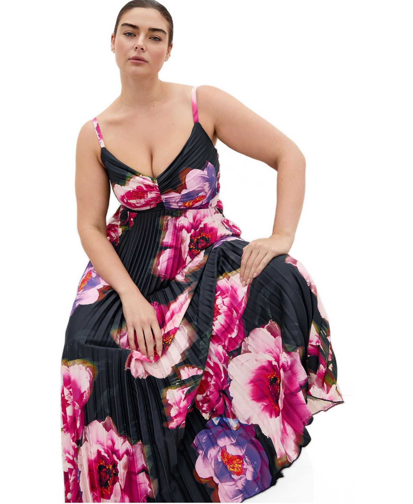 Женское платье CITY CHIC Ariana Print Pleat Maxi, цвет: Розовый — фото 3