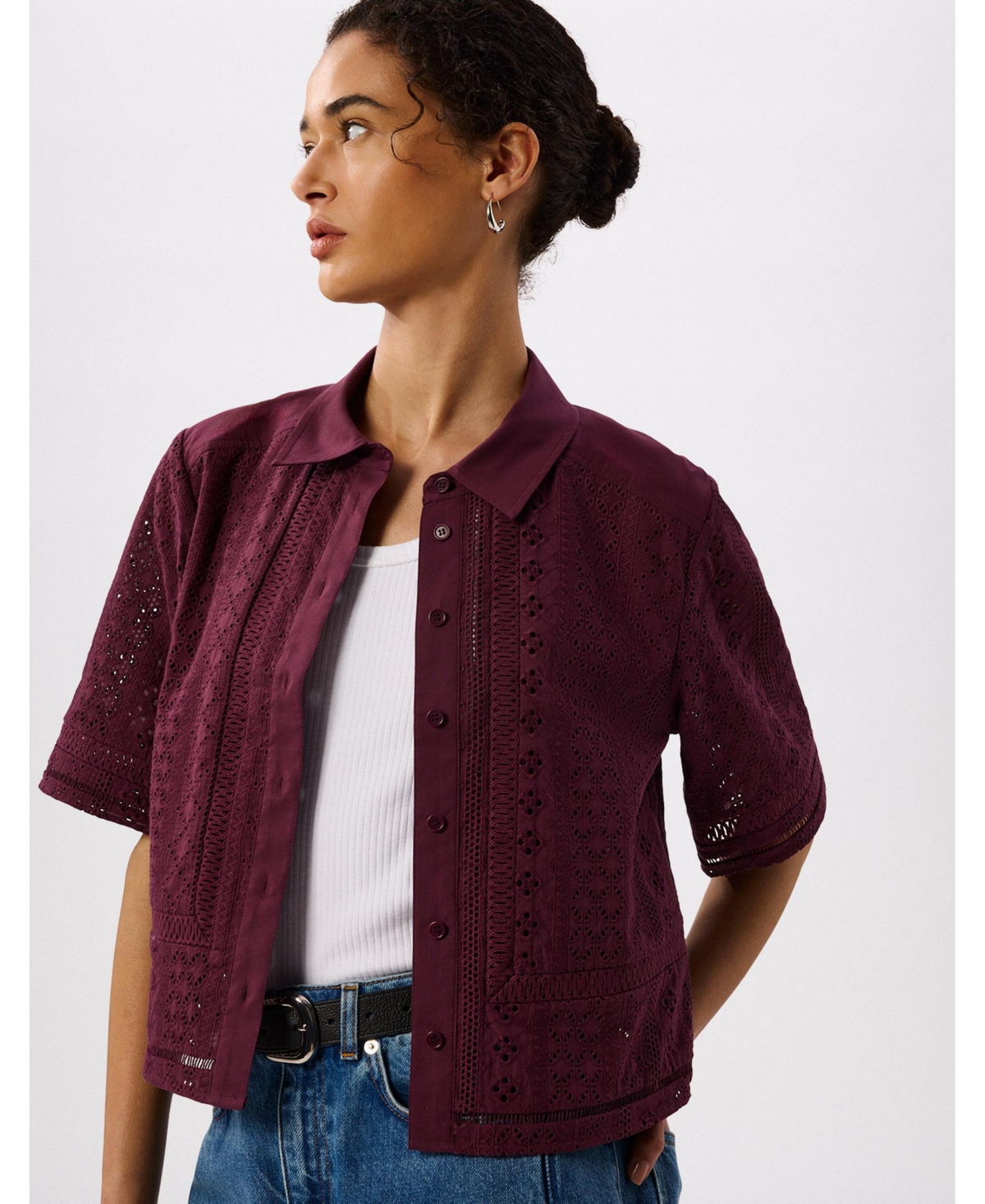 Whistles Women's Broderie Cotton Shirt