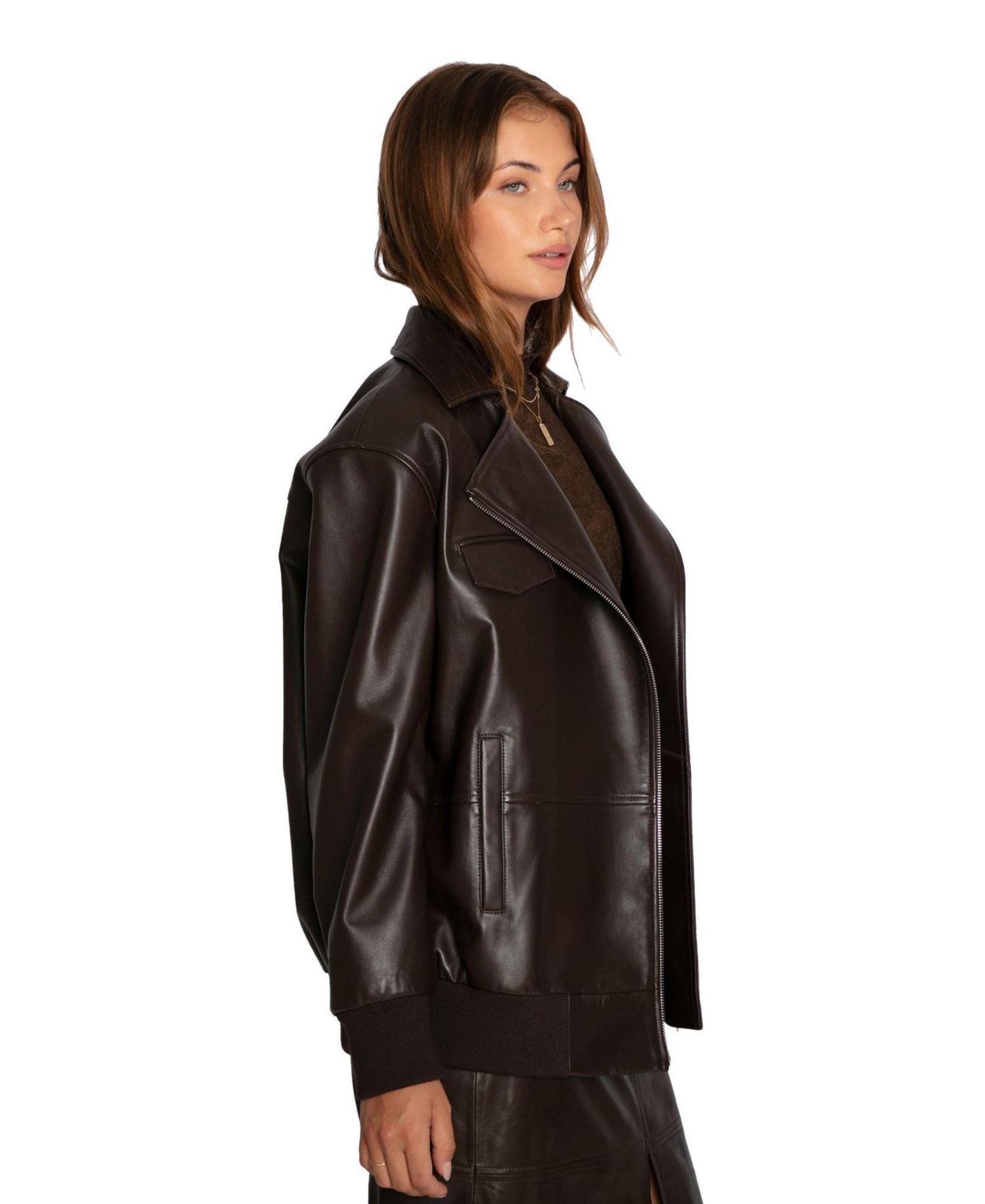 Women's Desert Moon Leather Bomber Jacket