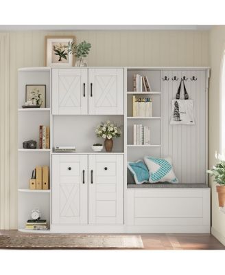 Multifunctional 2-in-1 Hall Tree with Storage and 4 Hooks