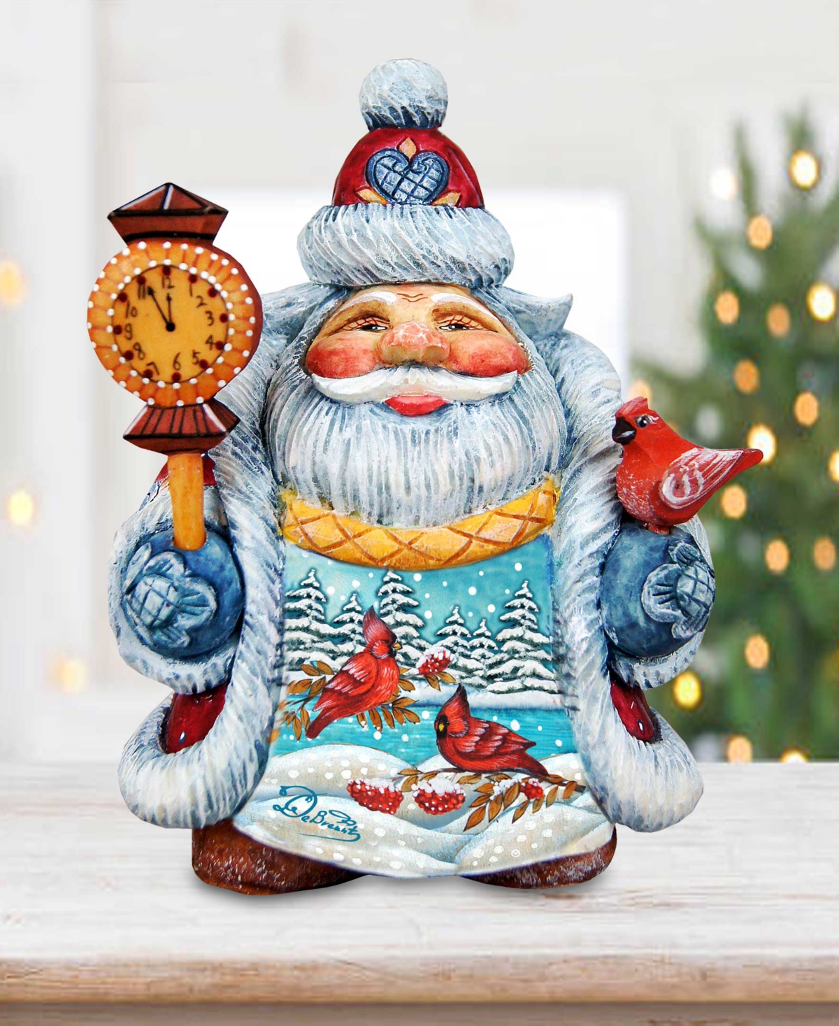 G.DeBrekht Scenic Santa with Cardinals Figurine