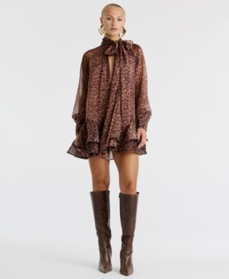 Women's Mock-Neck Adrie Babydoll Mini Dress