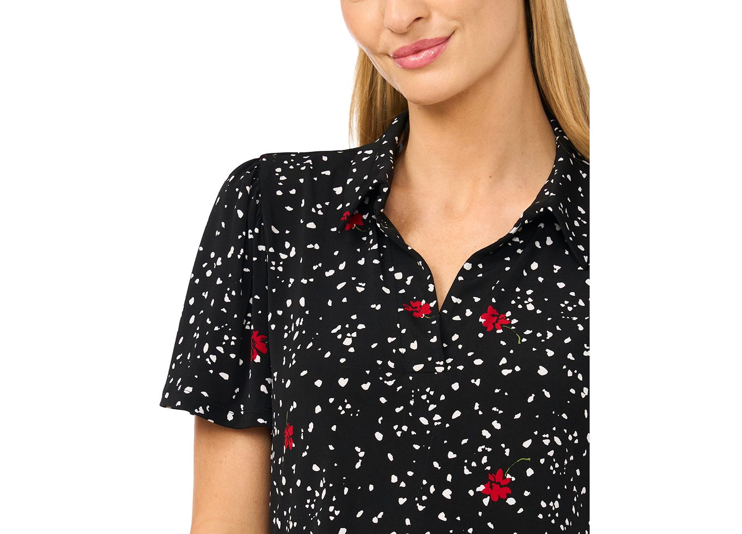 Women's Printed Short-Sleeve Collared Neck Knit Polo Dress