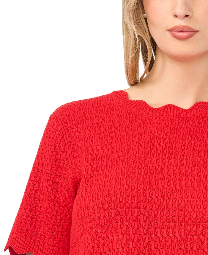Women's Pointelle Short-Sleeve Crewneck Top - thumbnail 2