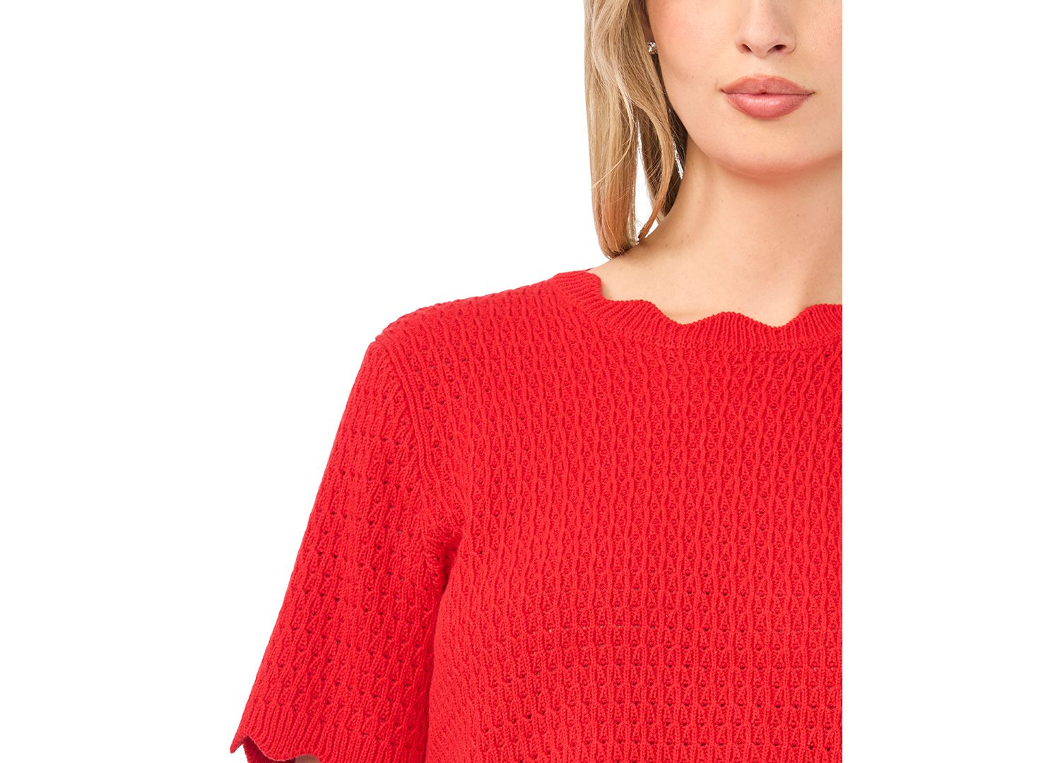 Women's Pointelle Short-Sleeve Crewneck Top