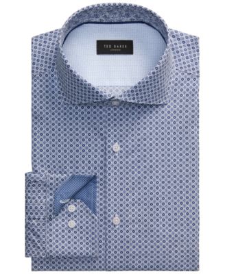 ted baker slim fit dress shirt Ted Baker Men's Grelish Slim Fit Micro Pattern Shirt - Gray - Size 2/S