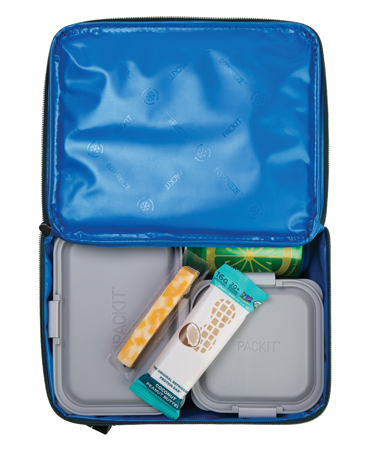 Packit Pack It Freezable Classic 8.25" Lunch Box In Checker Wave Olive