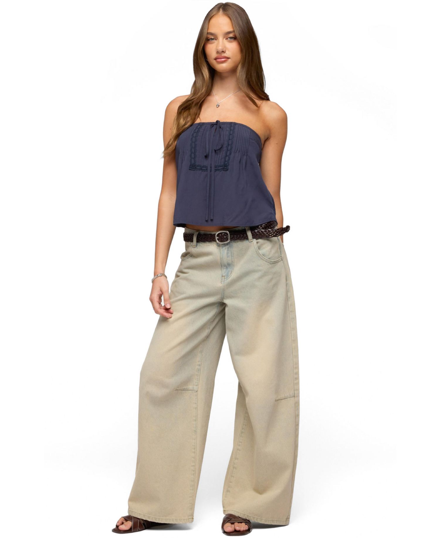 Women's Joycee Tie Front Strapless Top