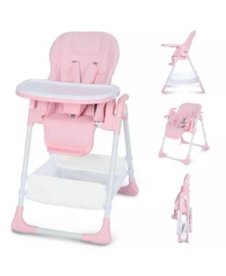 Baby Convertible High Chair with Adjustable Height, Double Tray and Compact Fold,