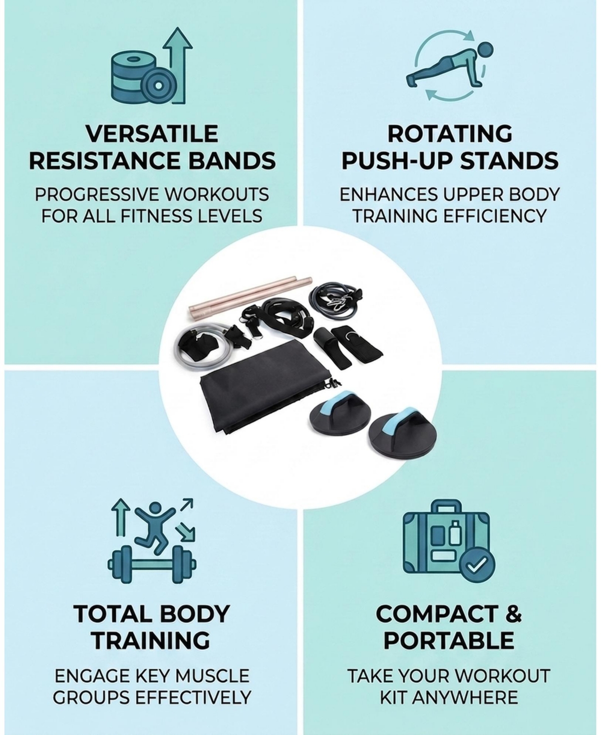 Sevorley Exercise Bar and Rotating Push-Up Bar Bundle for Full-Body Home