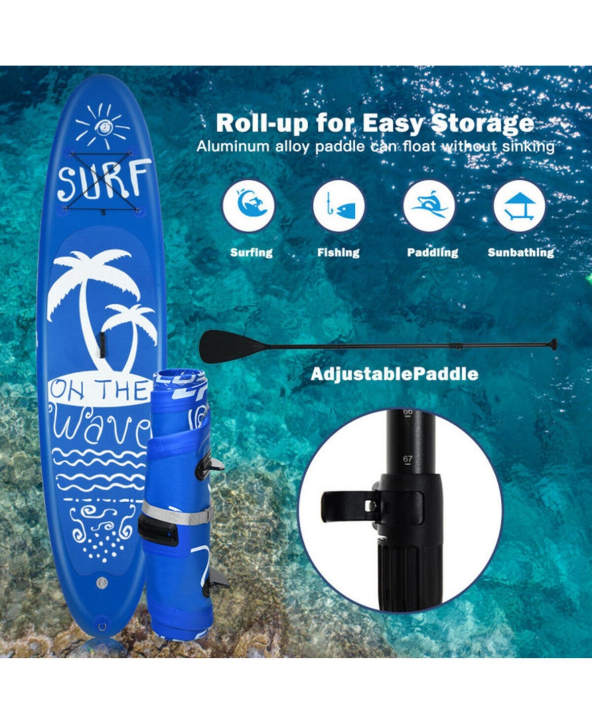 Sevorley Inflatable Adjustable Stand-Up Paddle Board with Pump and Backpack Kit