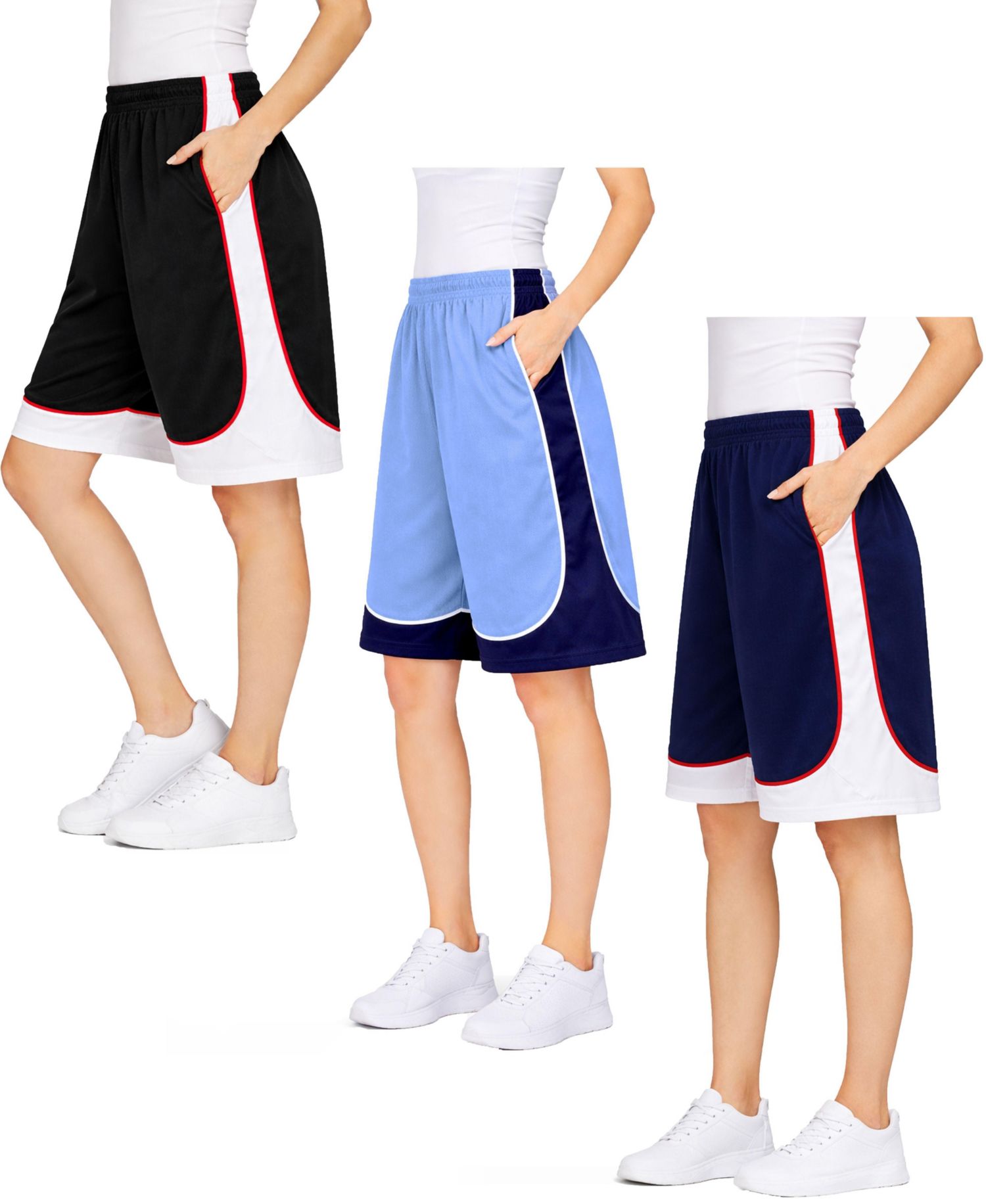 Women's Loose Fit Moisture-Wicking Performance Shorts-3 Pack