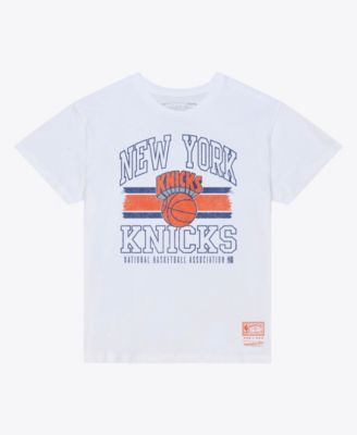 Women's White New York Knicks Striped Logo Boxy T-Shirt