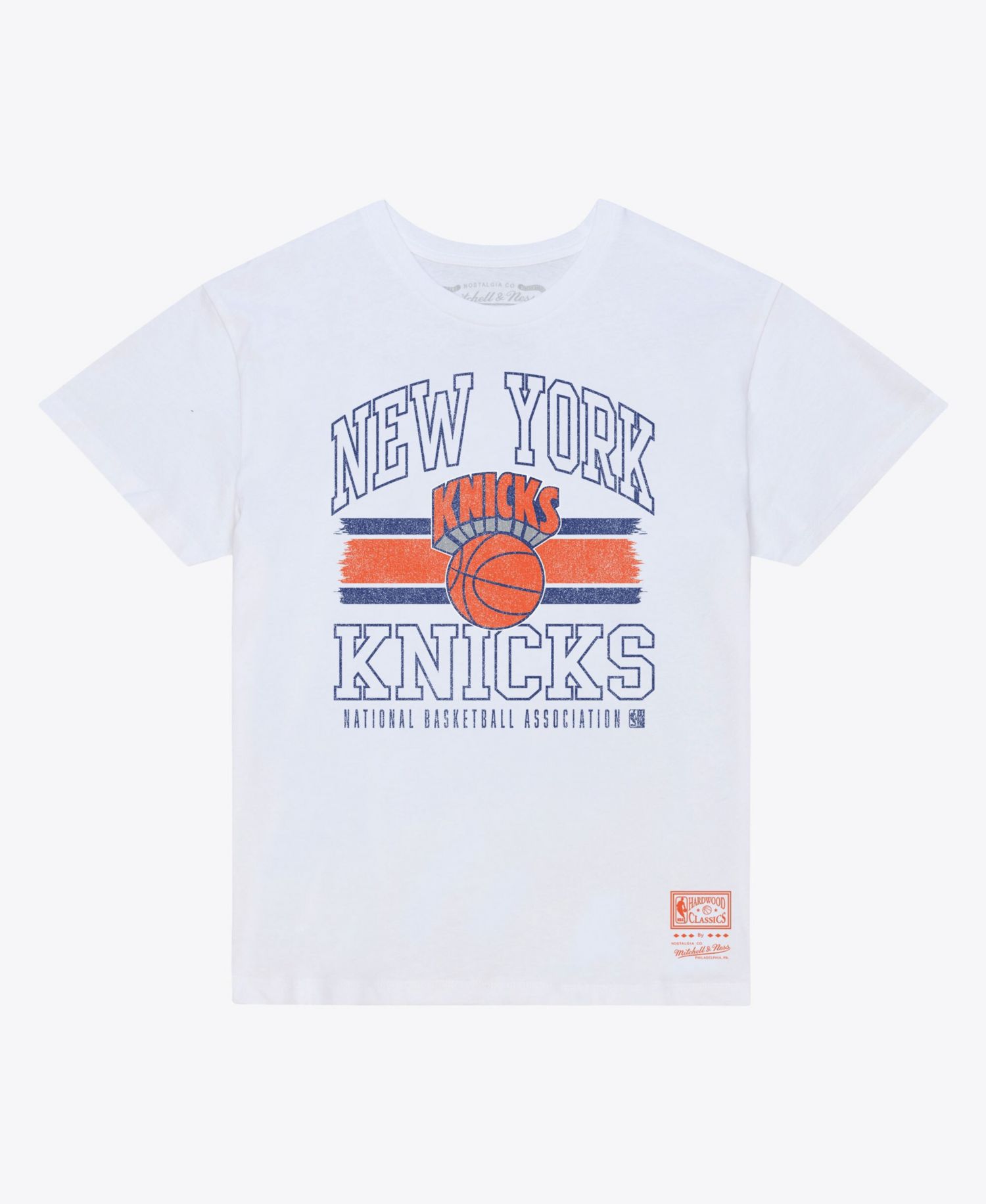 Women's White New York Knicks Striped Logo Boxy T-Shirt