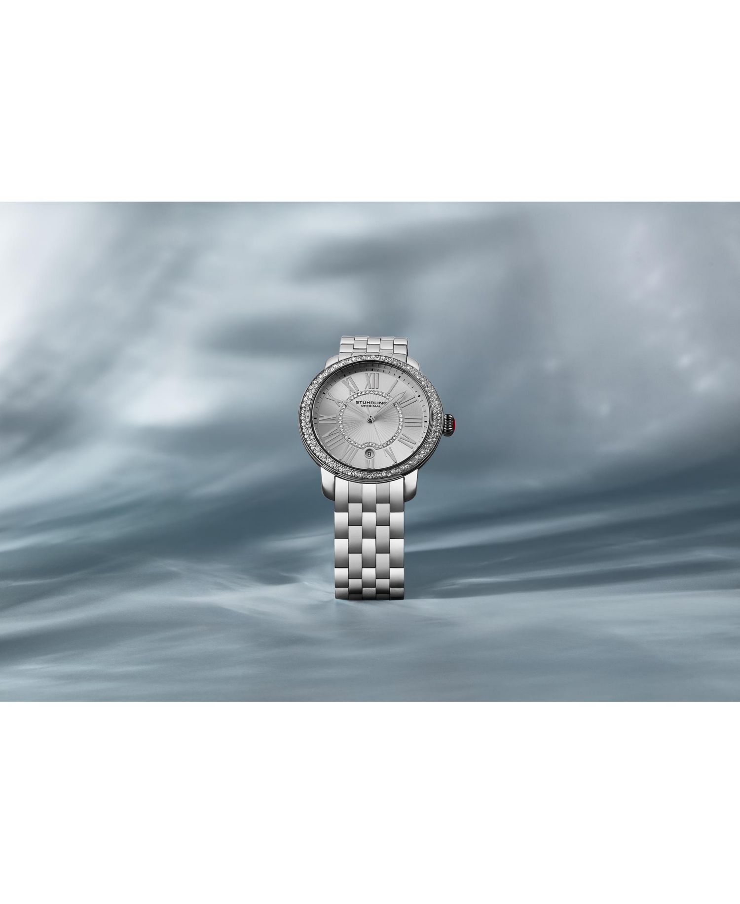 Celestia 4080 Women s Quartz 38mm Watch with Swarovski Crystal Bezel, Roman Numeral Sunray Dial and Stainless Steel Bracelet