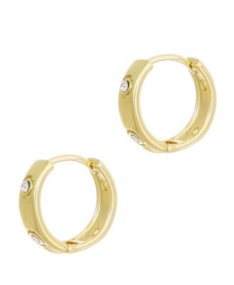 Gold Cubic Zirconia Dotted Hoop Earrings