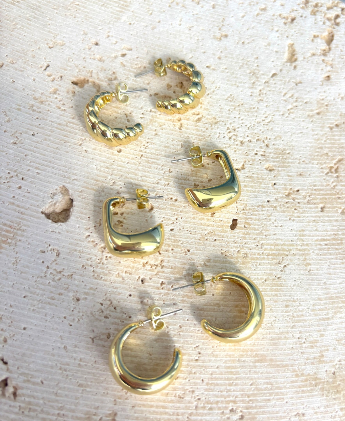 Adornia Gold Chunky 3-Piece Hoop Earring Set