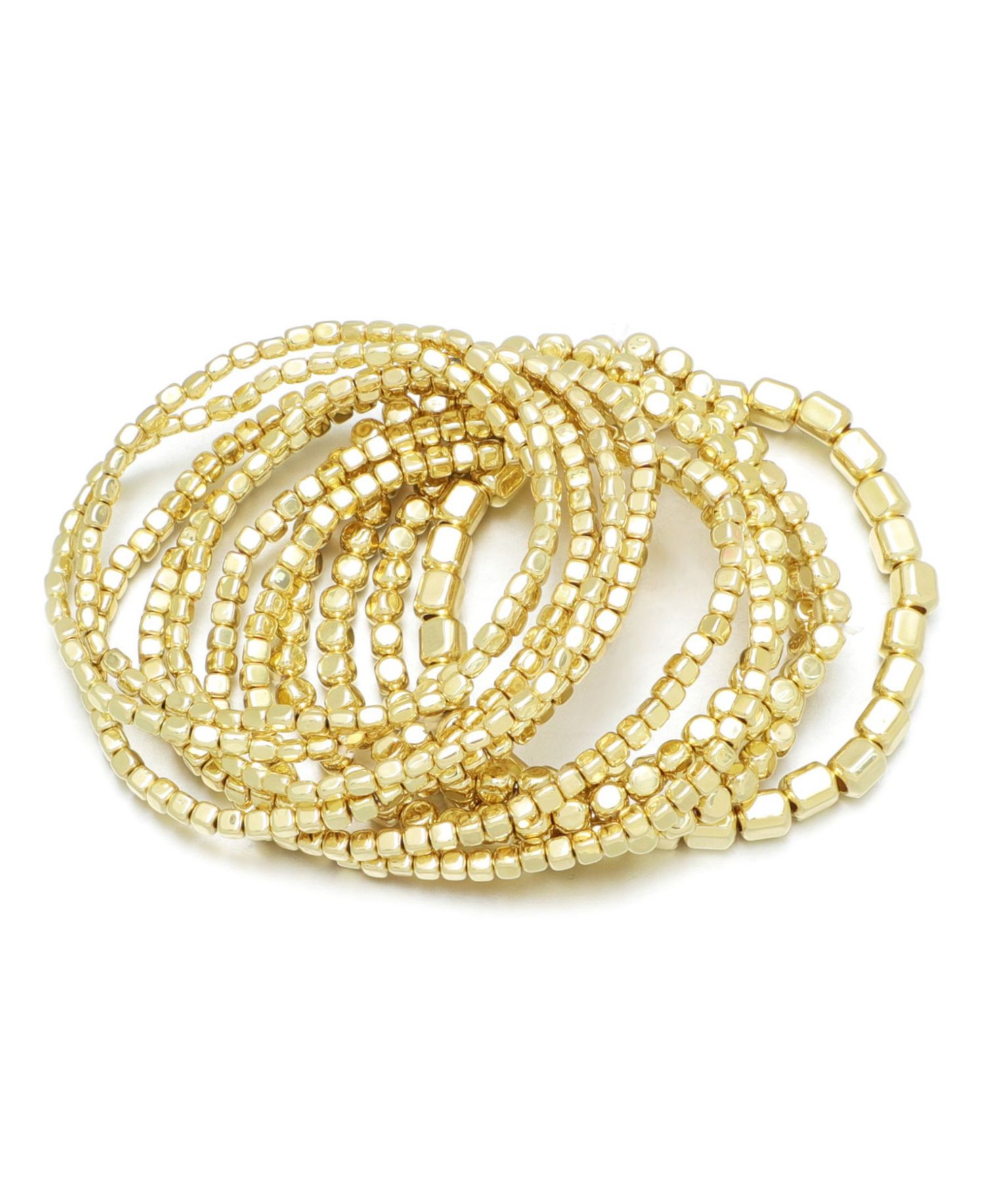 Set of 10 Golden Bead Stretch Bracelets