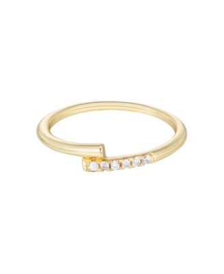 Gold Cubic Zirconia Overlap Band Ring