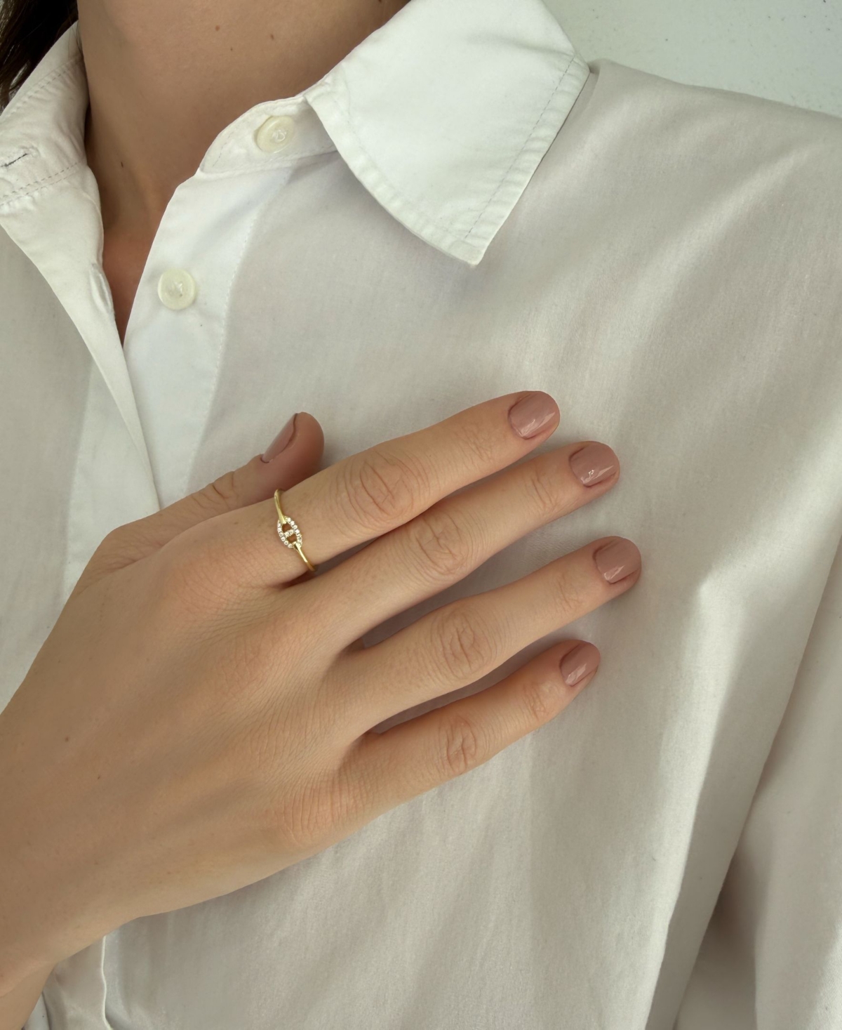 Adornia Gold Cubic Zirconia Link Ring