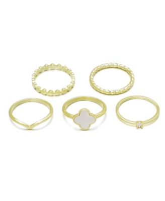 14k Gold-Plated Clover Ring 5-Piece Set