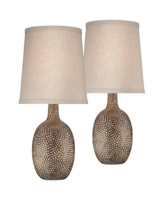 Chalane Accent Table Lamps 23 1/2" High Set of 2 Hammered Linen Shade for Bedroom Living Room Bedside House