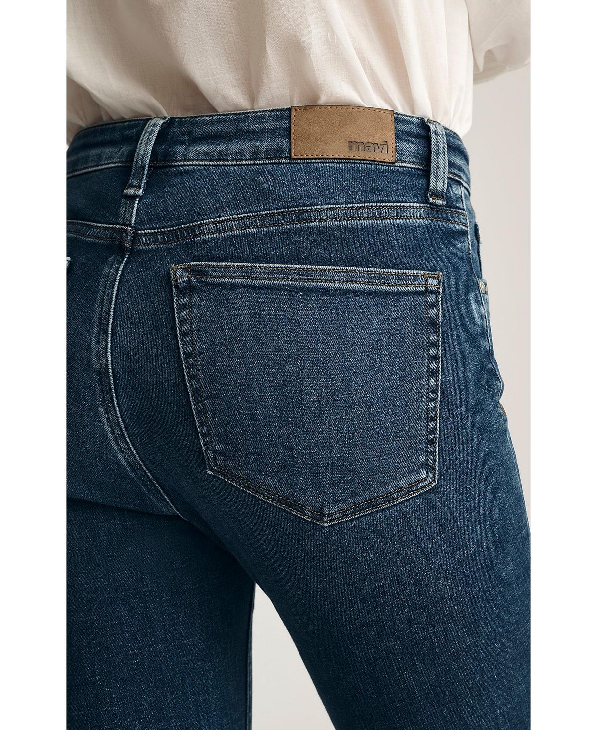 Mavi Jeans Women's Kathleen Mid Rise Boyfriend In Dark Brushed Feather Blue view 6 — MAYCSS fashion products