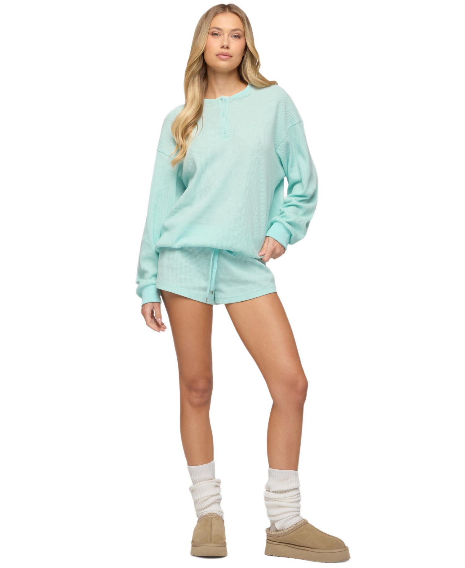 Women's Baila Waffle Henley Top