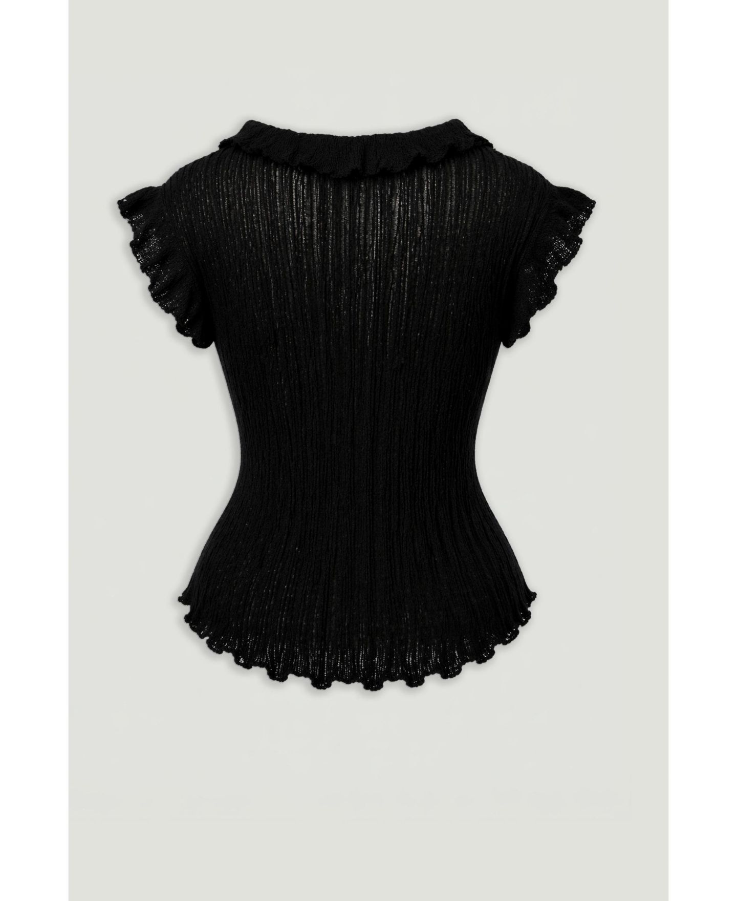 Женская блузка NOCTURNE Ruffled V-Neck Sheer, цвет: Чёрный — фото 5