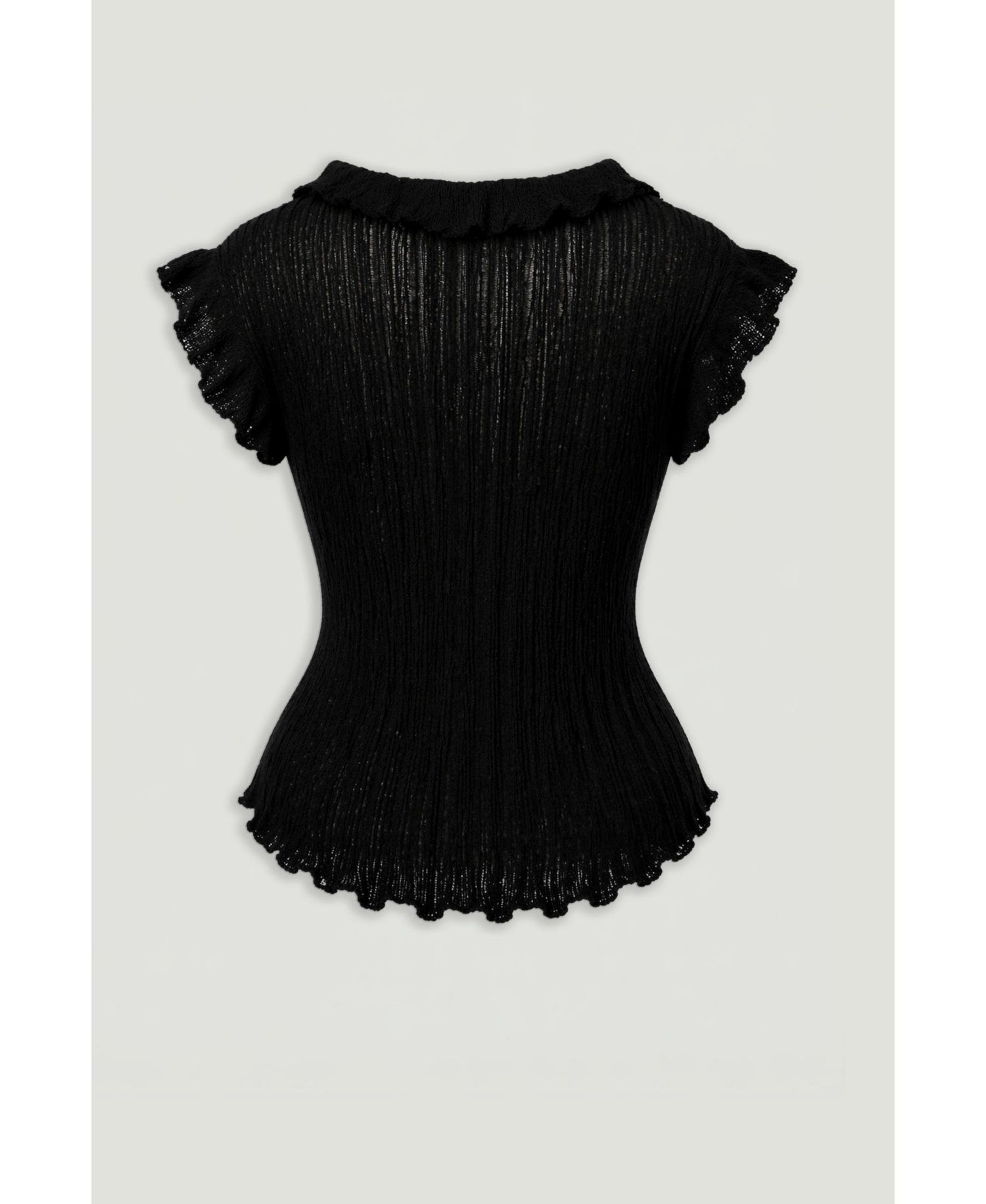 Women's Ruffled V-Neck Sheer Blouse