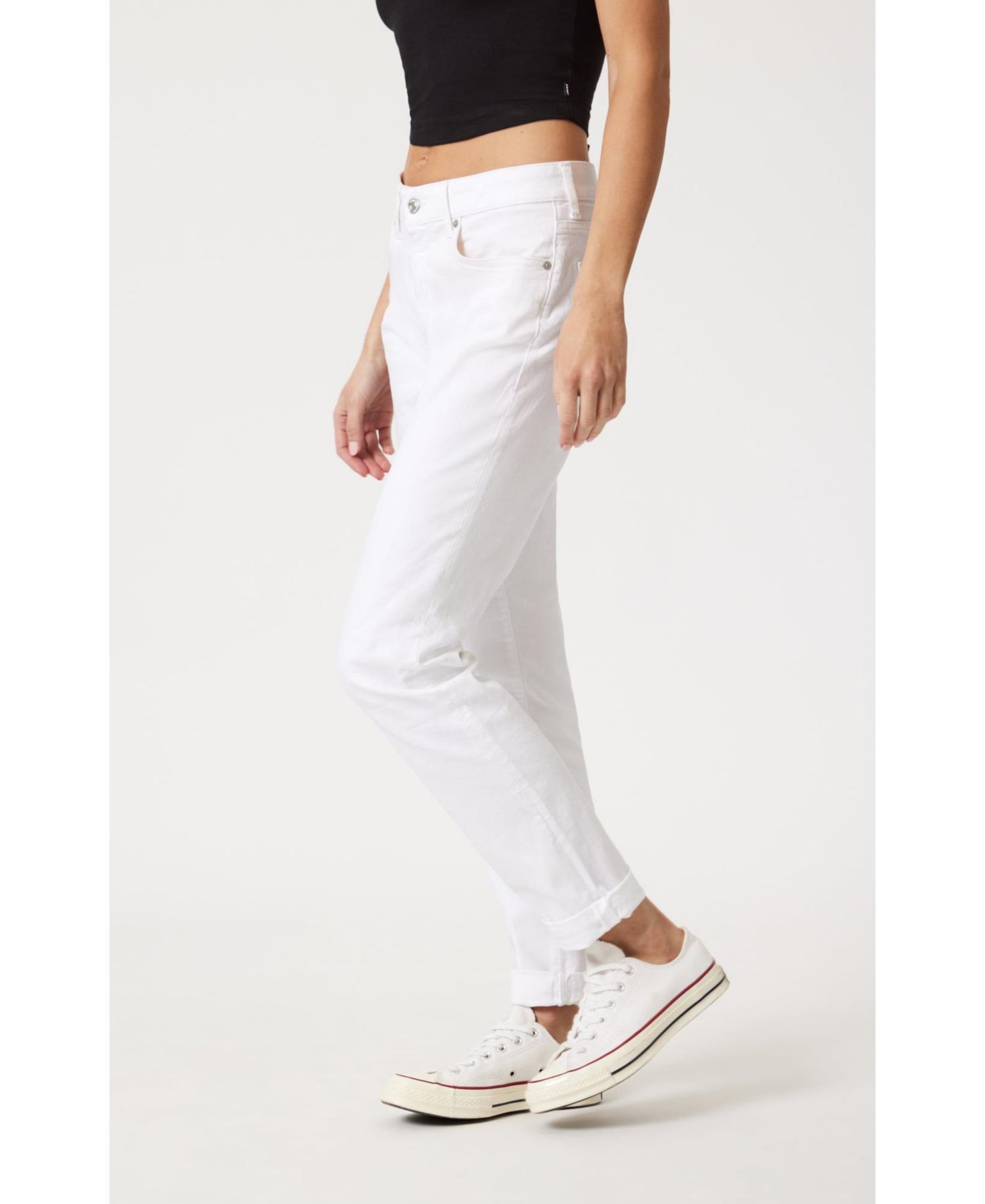Women's Kathleen Mid Rise Boyfriend In White Feather Blue