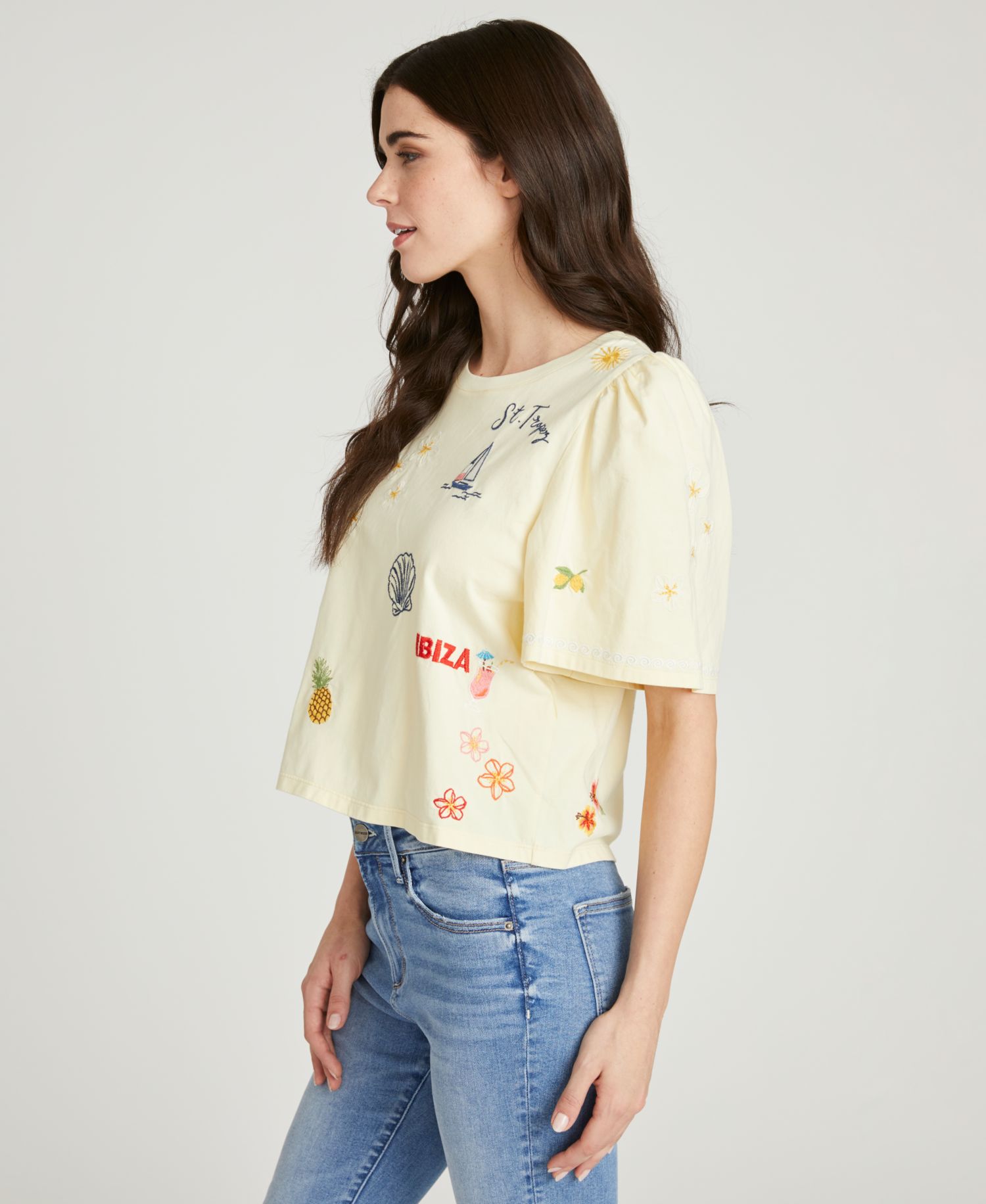 Women's Destination Doodle Flutter-Sleeve T-Shirt