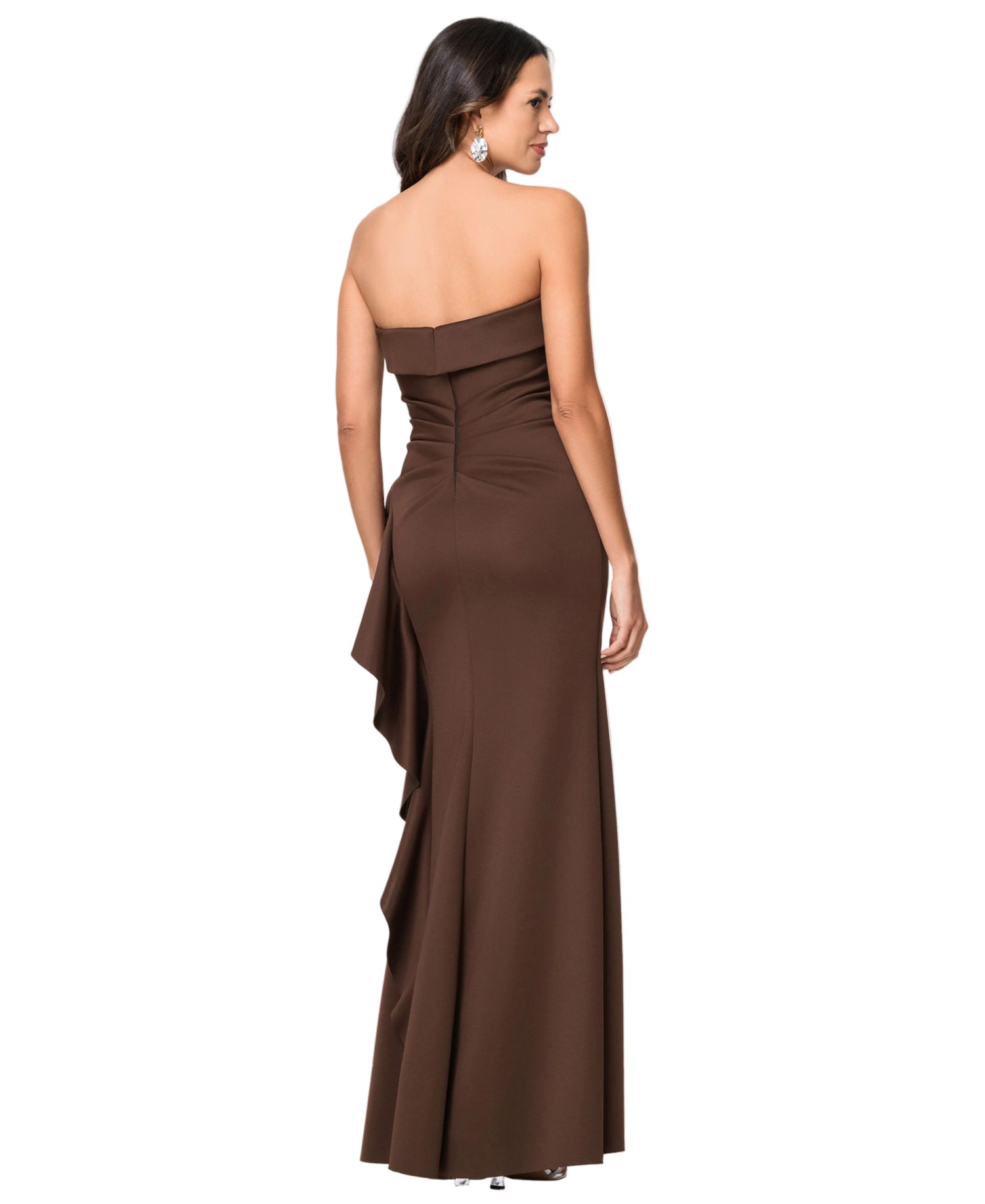 Petite Strapless Ruffle Sheath Gown