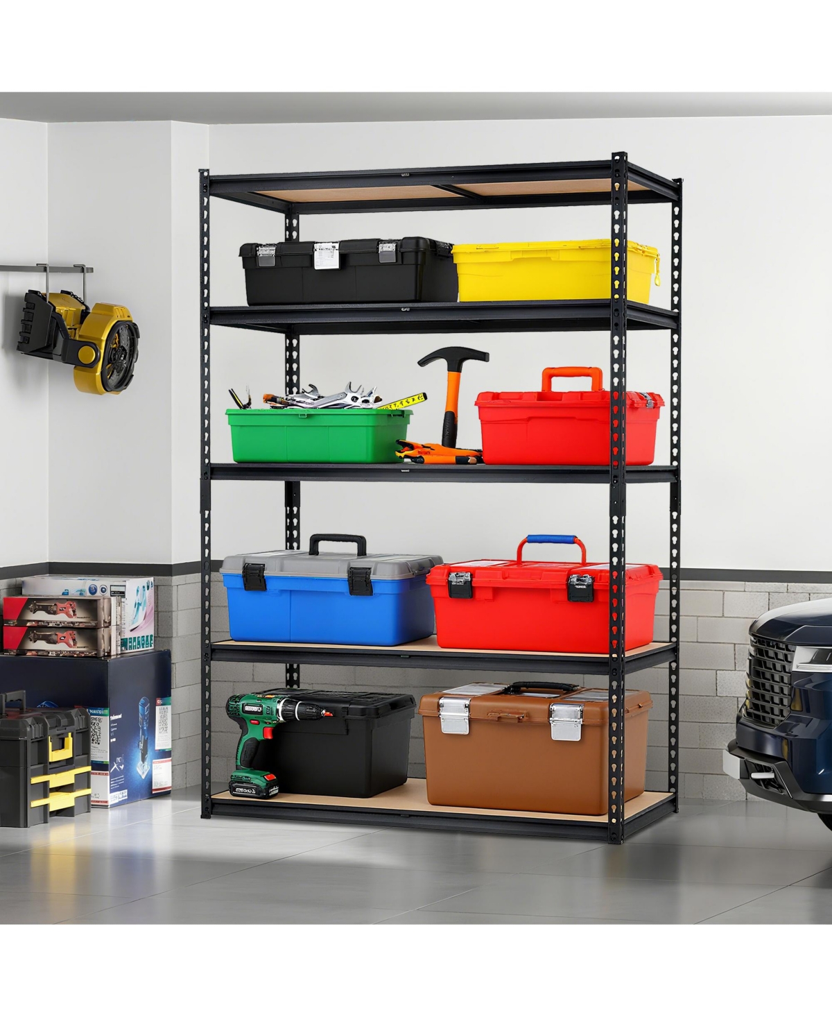homfan 5 Tier Storage Shelf, Heavy Duty Metal Shelving Unit with Adjustable Shelves for Pantry or Basement