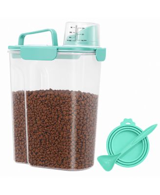 Portable Pet Food Storage Container with Cat Can Cover, Mixing Spoon