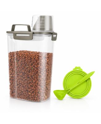 Portable Pet Food Storage Container with Cat Can Cover, Mixing Spoon